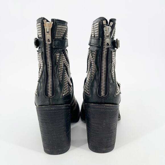 Old Gringo Mexicana Black Leather Celine Studded Western Biker Ankle Bootie sz 7 - Picture 7 of 11